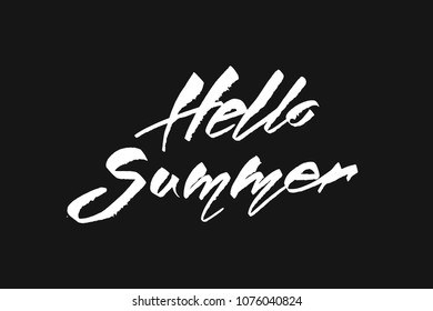 Hello summer. Handwritten lettering typography. Summer Background Vector Illustration for Beach Holiday solitaire. Mutual emotional calligraphy
