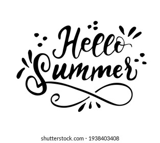 Hola Letras escritas a mano de verano. Hola diseño vectorial de tipografía de verano para tarjetas de felicitación y afiche. Diseño de la celebración de la plantilla. Ilustración vectorial.