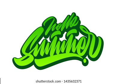 Hello summer. Handwritten vector lettering design. Vector calligraphy illustration isolated. Typography for banners, badges, postcard, t-shirt, prints, posters.