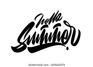 Hello summer. Handwritten vector lettering design. Vector calligraphy illustration isolated. Typography for banners, badges, postcard, t-shirt, prints, posters.