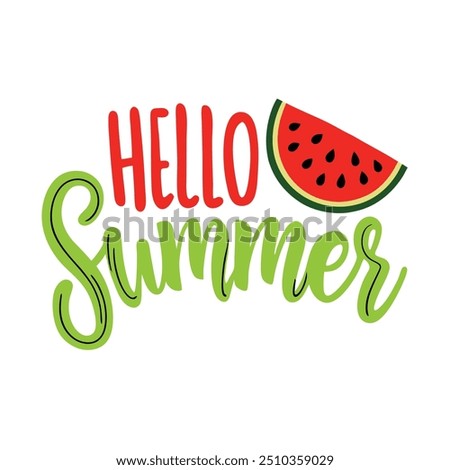 Hello summer handwritten vector lettering with red juicy watermelon slice 3