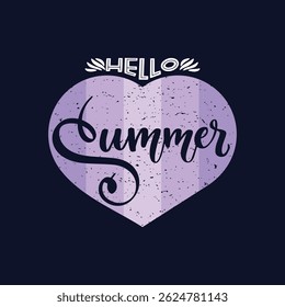 Hello Summer Heart Shape Vector t-shirt Design Template