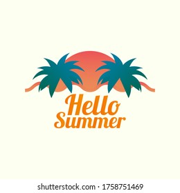 hello summer, summer holiday, beach vacation and white background - Vector Illustration