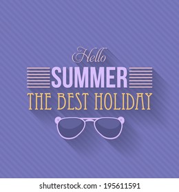 Hello Summer, Holiday, Travel Badge and Web Banner Vector Flat Design