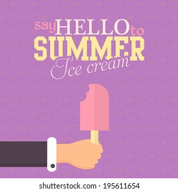 Hello Summer, Holiday, Travel Badge and Web Banner Vector Flat Design