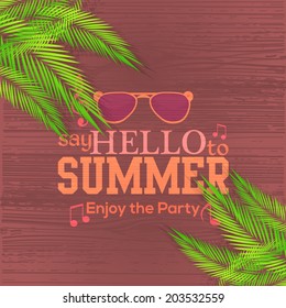 Hello Summer, Holiday, Travel Badge and Web Banner Vector Flat Design