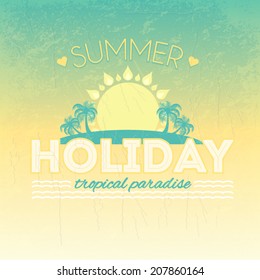 Hello Summer, Holiday, Travel Badge and Web Banner Vector Flat Design