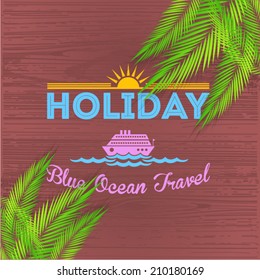 Hello Summer, Holiday, Travel Badge and Web Banner Vector Flat Design