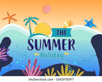 Hello the summer holiday of under the sea and beach concept. For greeting card, banner, template, billboard, tag sale.