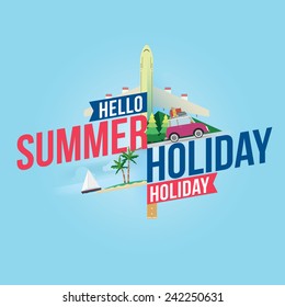 Hello summer holiday. Vector illustration