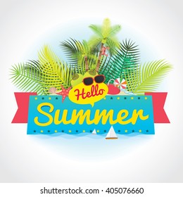 Hello summer holiday. Vector illustration