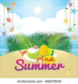 Hello summer holiday. Vector illustration