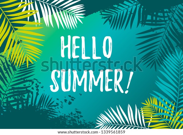 Hello Summer Horizontal Design Tropical Background Stock Vector Royalty Free