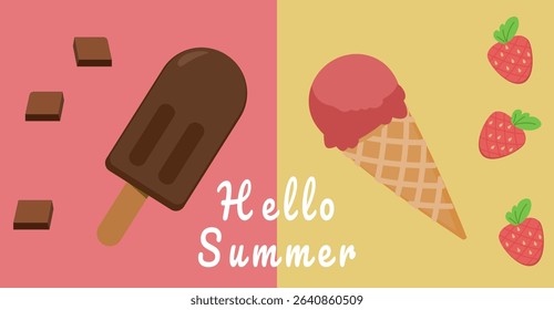 Hello summer ice cream background