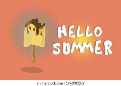 hello summer with ice cream vector illustration, suitable for web banner or printing 