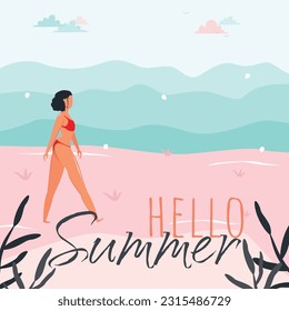 Hello Summer Icon Vector Design. 