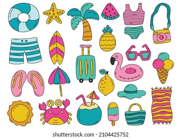 hello summer icons isolated on white background. vector Illustration.