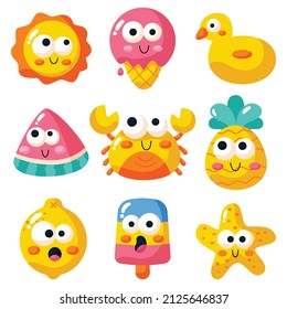 hello summer icons isolated on white background. vector Illustration.