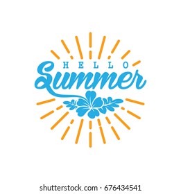 Hello summer illustration with abstract sun
