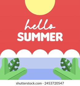Hola fondo de ilustración de verano. Fondo colorido de verano plano