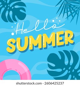 Hello summer illustration. Hello summer beach background illustration