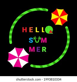 hello summer illustration design postcard