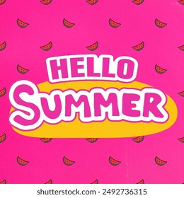 Hola ilustración de verano con patrón de sandía