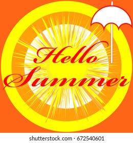 Hello summer image isolated on color background. Vector illustration.