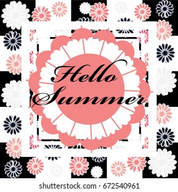 Hello summer image isolated on color background. Vector illustration.