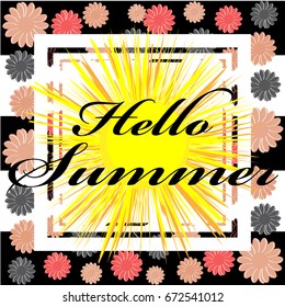 Hello summer image isolated on color background. Vector illustration.