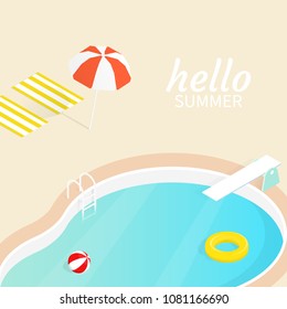 hello summer isometric curve pool float Beach ball vector