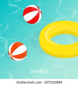 hello summer isometric pool float Beach ball vector