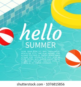 hello summer isometric pool float Beach ball vector