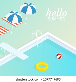 hello summer isometric pool float Beach ball vector