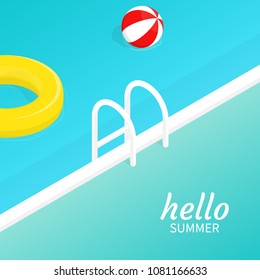 hello summer isometric pool float Beach ball vector