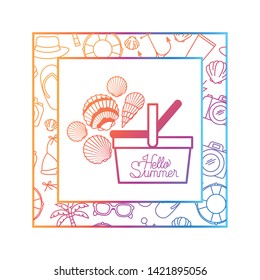 hello summer label with colorful frame