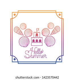 hello summer label with colorful frame