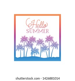 hello summer label with colorful frame