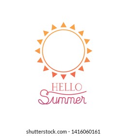 hello summer label with colorful image