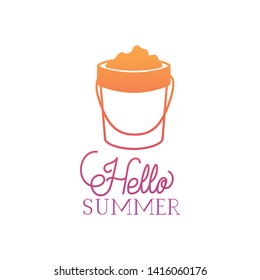 hello summer label with colorful image