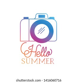 hello summer label with colorful image