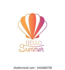 hello summer label with colorful image