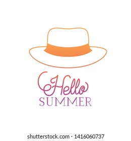 hello summer label with colorful image