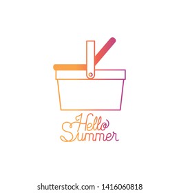 hello summer label with colorful image