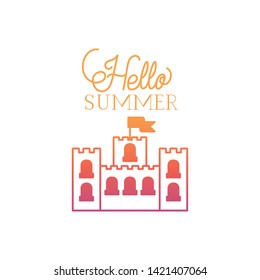 hello summer label with colorful image
