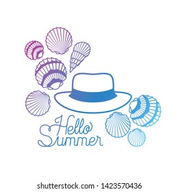 hello summer label with colorful image