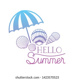 hello summer label with colorful image