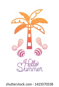 hello summer label with colorful image