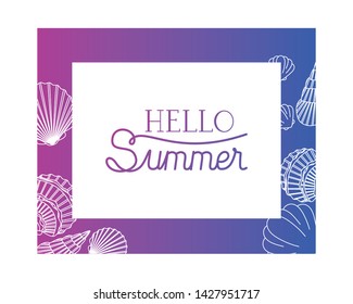 hello summer label with colorful image