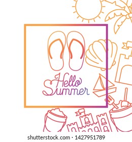 hello summer label with colorful image